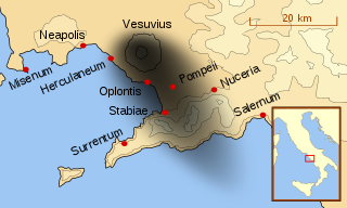 Karte vom Ausbruch des Vesuv im Jahre 79
