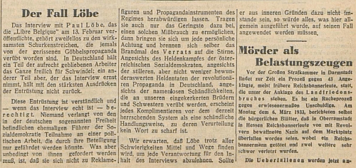 Neuer Vorwärts berichtet über den 'Fall Löbe' in seiner Ausgabe vom 25.02.1934
