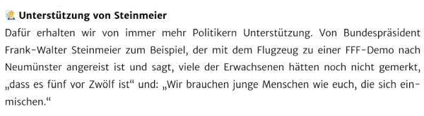 Fridays for Future-Lob für Steinmeier, der mit dem Flugzeug zu einer FFF-Demo nach Neumünster angereist ist